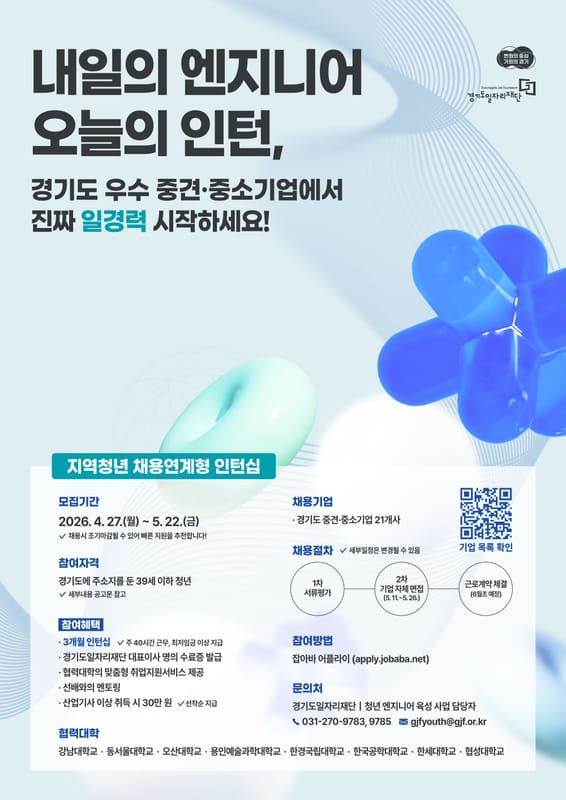 협성대학교 협성대학교, 지역청년 대상 '지역 청년 채용연계형 인턴십 참여자 모집' 안내 홍보 이미지